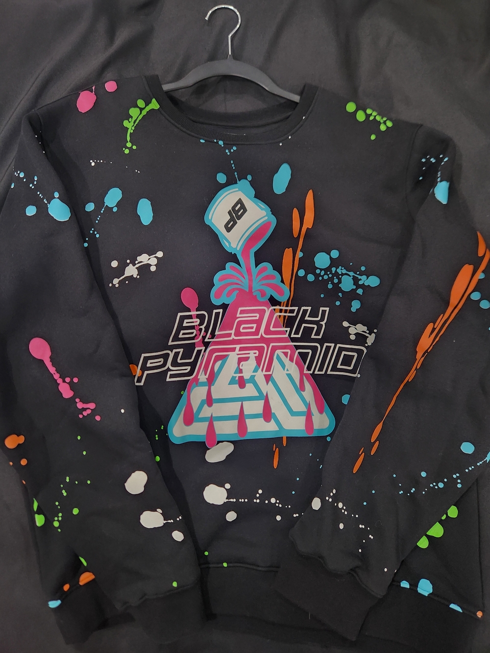 Black Pyramid Men's Black Graphic Paint-Splash Sweatshirt